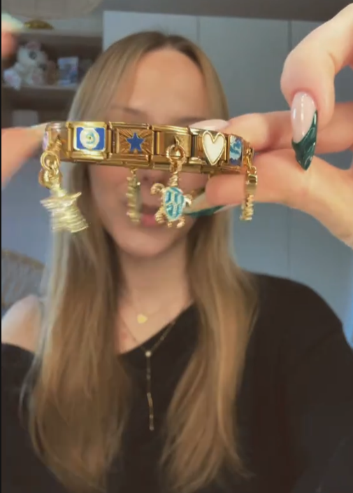 Customer wearing Charmette bracelet