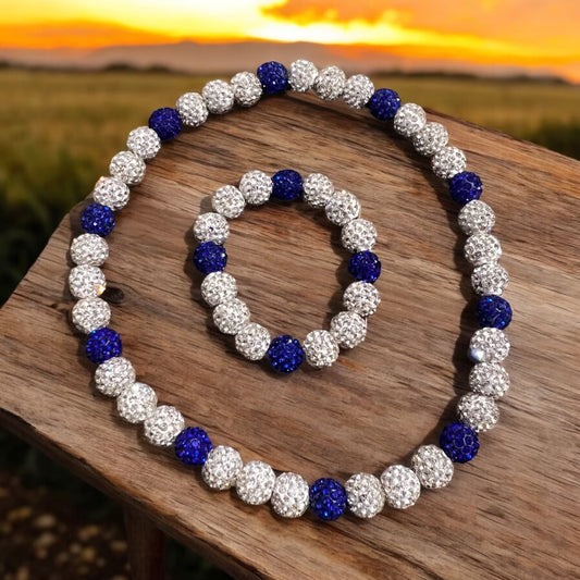 Blue and white ice necklace and bracelet - $19.99