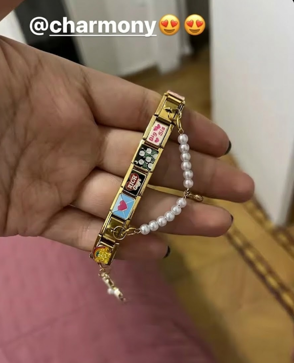 Customer wearing Charmette bracelet